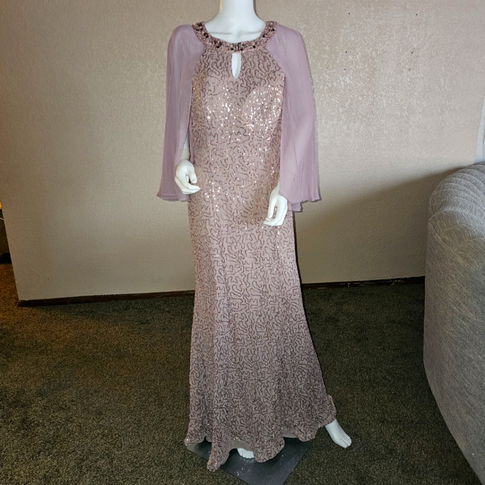 Eva Mother of the Bride Gown 3276 capelet Dress Eva L NWT evening Mauve sheath